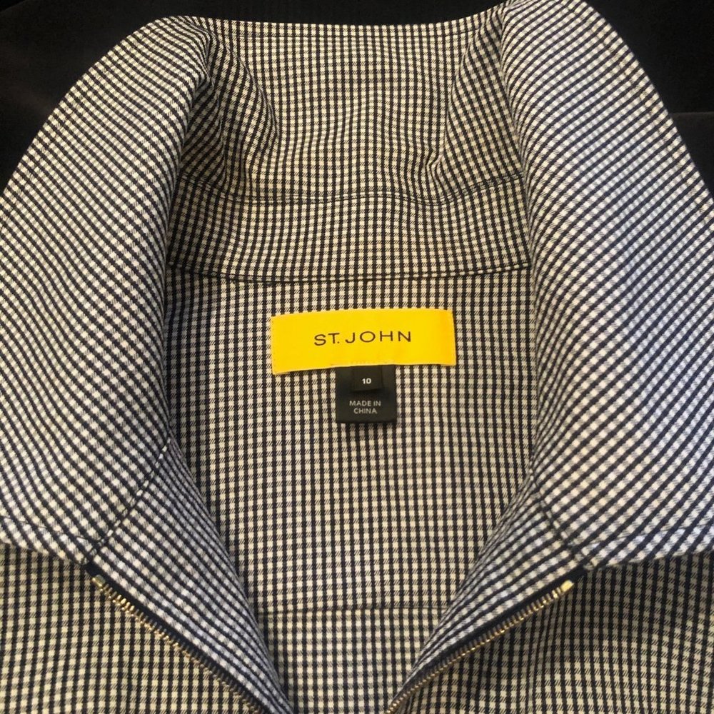 St. John Dogtooth Long Sleeve Pant Suit